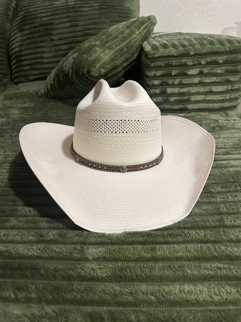 Stetson White Straw Cowboy Hat size 7 3/8